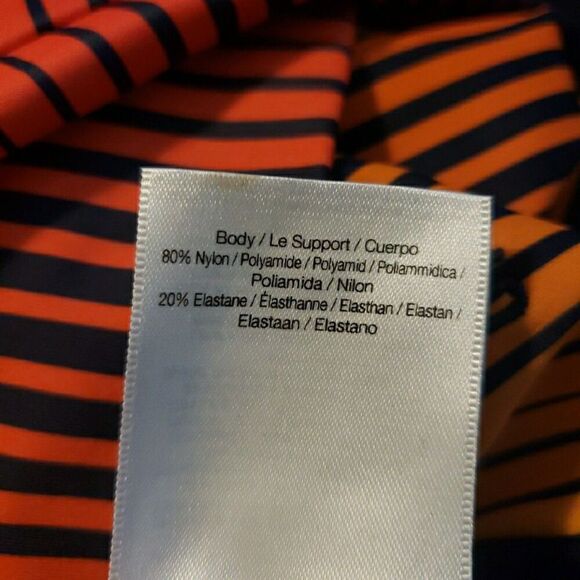 Speedo Long Sleeve Crop Top Navy Orange Striped Women's Size 8 US 10 AUS - Picture 9 of 12